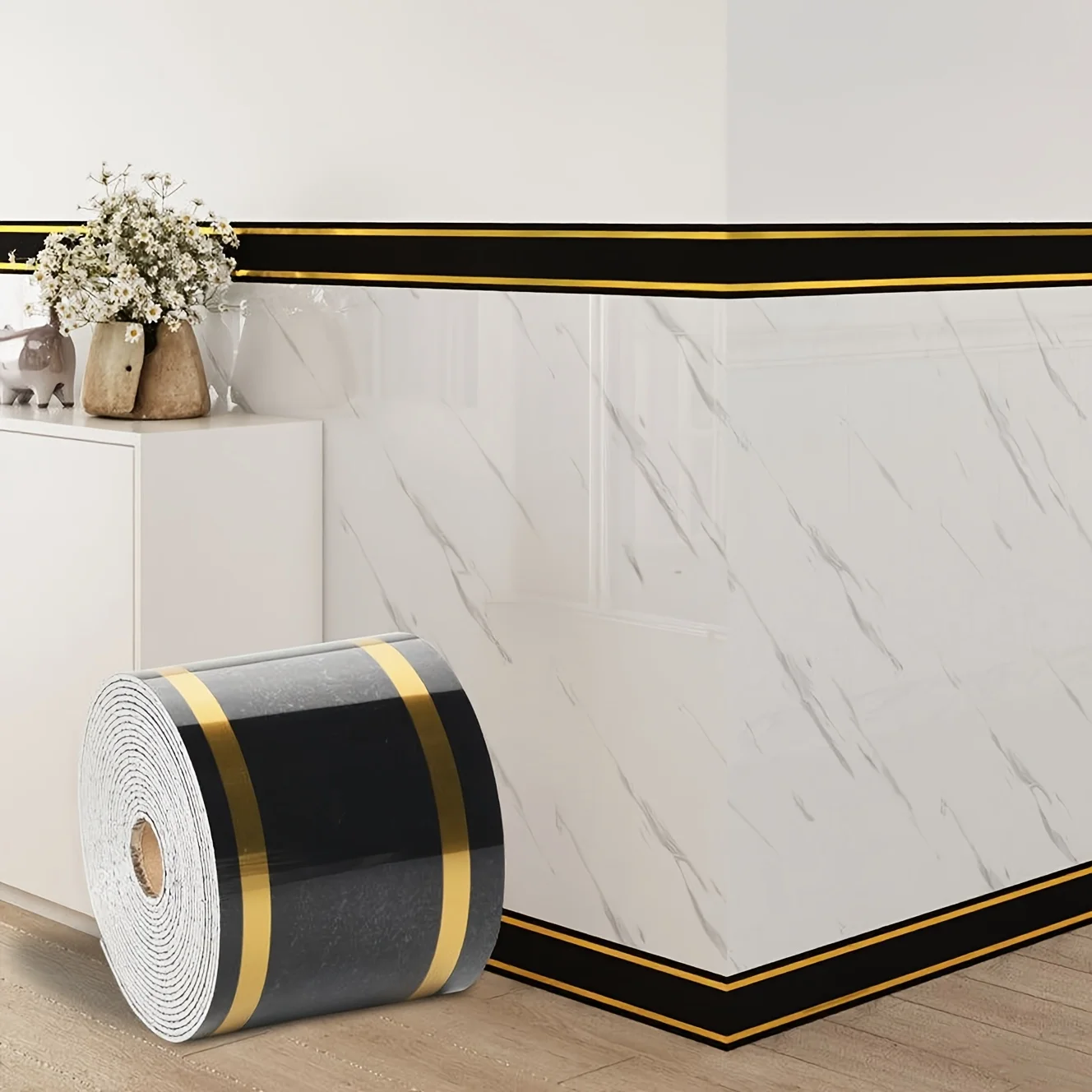 

1 рулон самоклеящейся водонепроницаемой противоударной ленты для защиты стен от загрязнений, декоративная наклейка для гостиной и спальни.