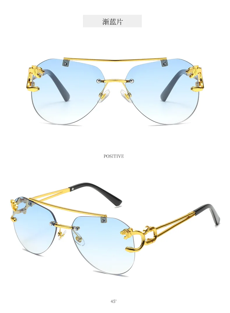 Neue randlose Piloten-Sonnenbrille mit Metallrahmen für Damen und Herren – Große runde Sonnenbrille mit Farbverlauf für Reisen – Detail 13