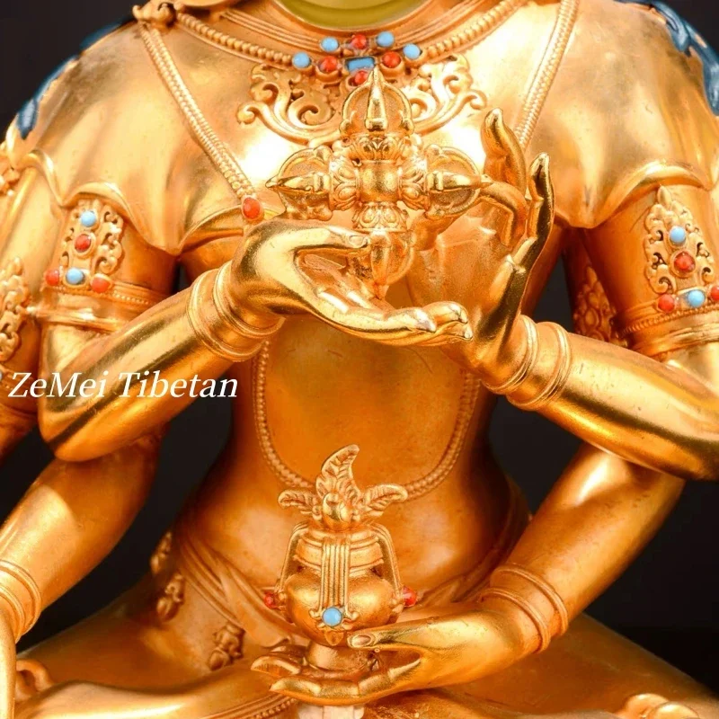 Picture 5: Tibetan-Style Pure Copper The Exalted Buddha-Mother Bodhisattva Guanyin Nepal Statue Buddha Statue Hand-ChiseledX15