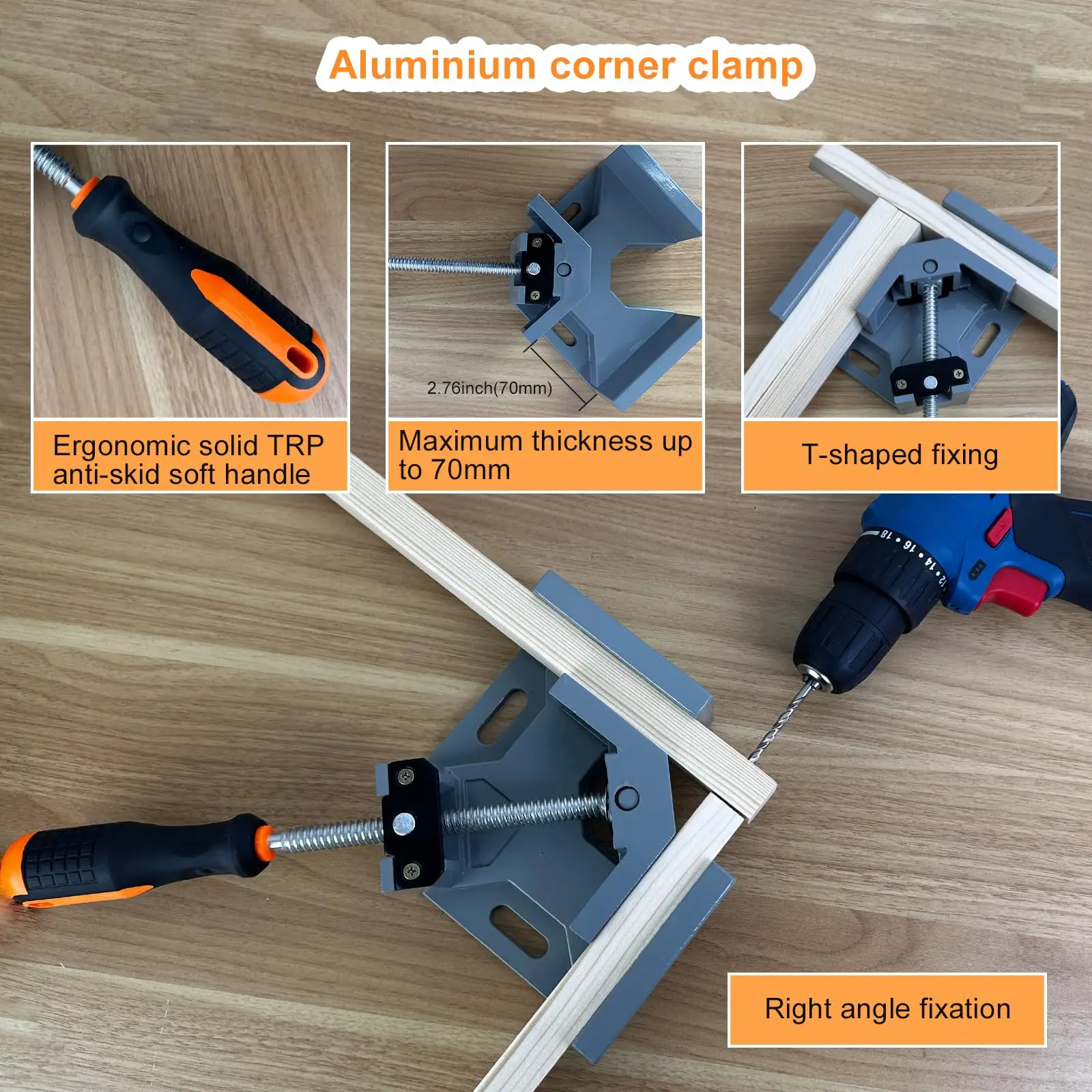 مشبك متعدد الوظائف بزاوية 90 درجة - أداة زاوية قائمة من الألومنيوم للاستخدام بنفسك وأشغال المعادن، مشبك ضغط سهل #4