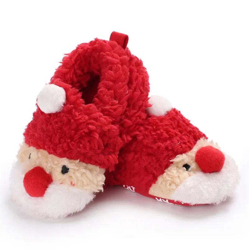 2024 Christmas Baby Shoes Winter Warm Newborn Shoes Baby Slippers Toddler Plush Floor Socks Boy Girls Kids First Walkers