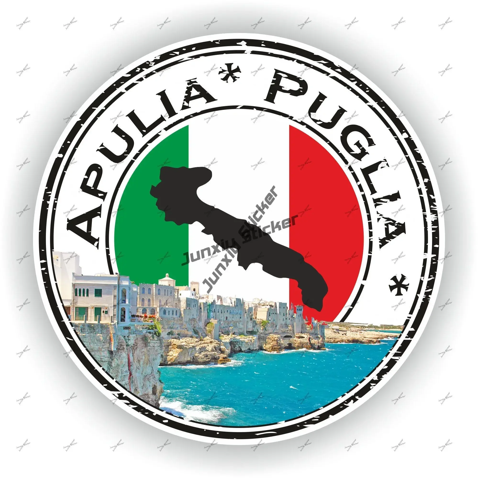 

Apulia Puglia Italy Seal Sticker Coat of Arms of Italian Round Flag Emblem Vinyl Personalized Decal Trucks Van Walls Laptop