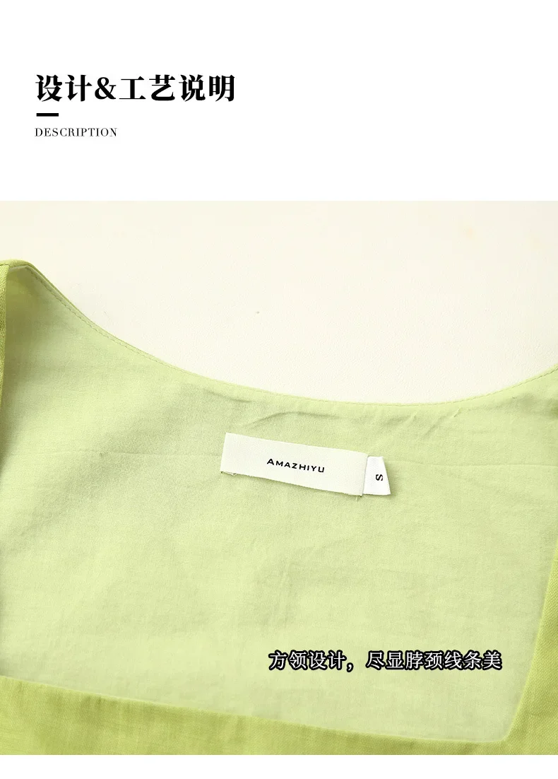 100% 린넨 화이트 크롭탑 2024, 빈티지 스퀘어 칼라 민소매 스트리트웨어, 그린 탑 패션 의류, 여름