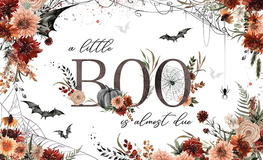 Хэллоуин детский душ фон ужас тыква ведьма летучая мышь паутина призрак ребенок первый день рождения портрет фото фон Декор