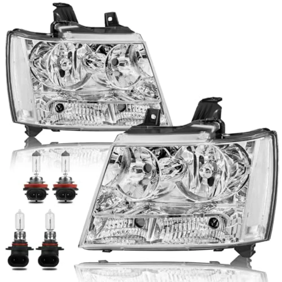 

Фара в сборе, совместимая с Chevrolet Tahoe Suburban 1500 2007-2014, Avalanche Suburban 2500 2007-2013, передняя лампа с лампочкой, хромированная