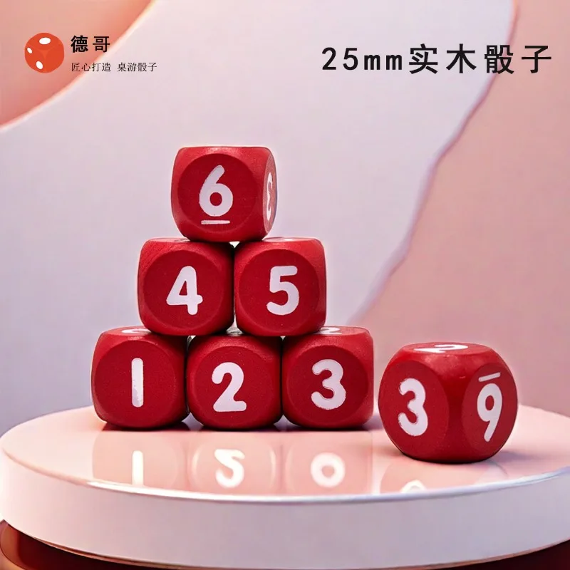 

10 шт./компл. деревянные игральные кости с красными цифрами 25 мм, аксессуары для настольных игр для настольных игр, развлекательные игральные кости в помещении и на открытом воздухе