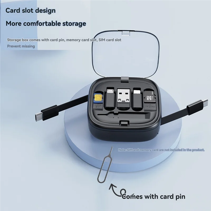 

-ESTR Multi-Function 60W Fast Charging Data Cable Storage Box For Universal Mobile Phone Holder Adapter