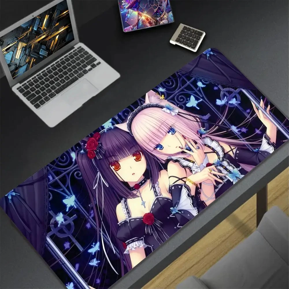 Cute XXL Gaming Mousepad Anime Mouse Pad Large Nekopara Gamer Girl Pc Accessories Deskmat Keyboard Mat Desk Protector Mause Pads