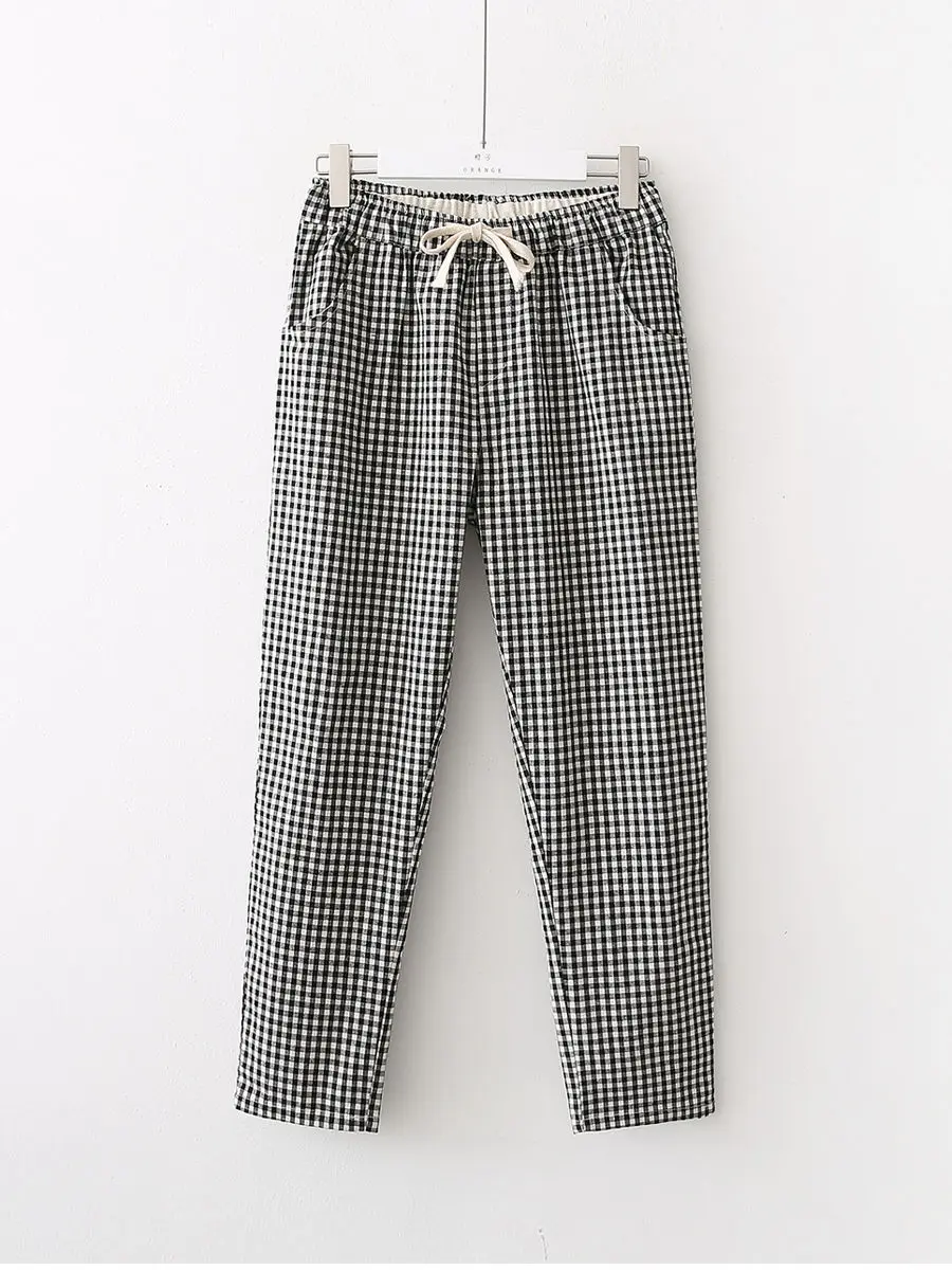 Nuovi pantaloni casual scozzesi stile coreano da donna Pantaloni larghi e versatili da donna Pantaloni Harem da donna