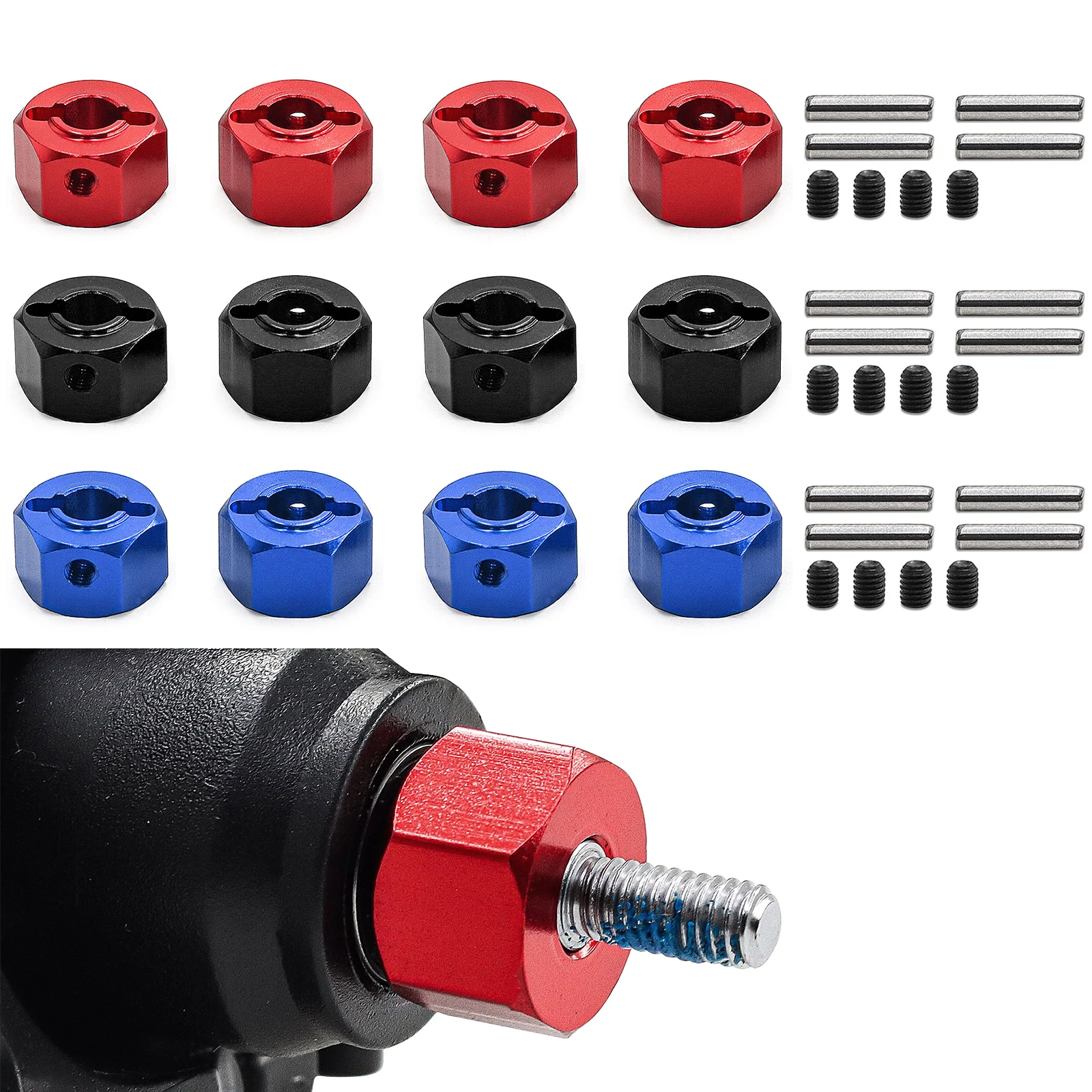 4 قطعة سبائك الألومنيوم 12 مللي متر عرافة محول ل 1/10 TRAXXAS MINI MAXX RC سيارة ترقية أجزاء ، محور عجلات عرافة اتصال البراغي