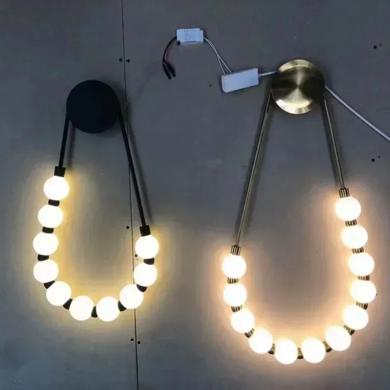 French Modern Necklace Wall Lamps LED Light Creative Restaurant Hotel Living Room Bedroom Background Wall Eye Protection Sconces