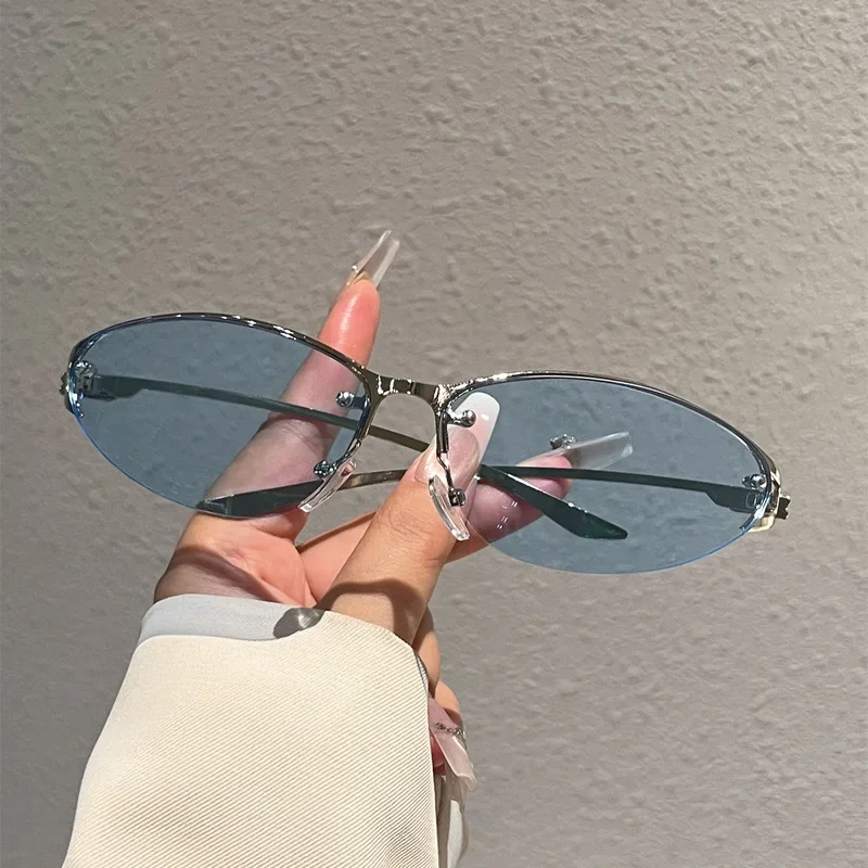 Neue Y2K Girl Technologie Mode Sonnenbrille Metall Cat-Eye Sonnenbrille für Frauen Trendige Marken-Brille für Männer Outdoor-Reise-Brillen – Detail 4