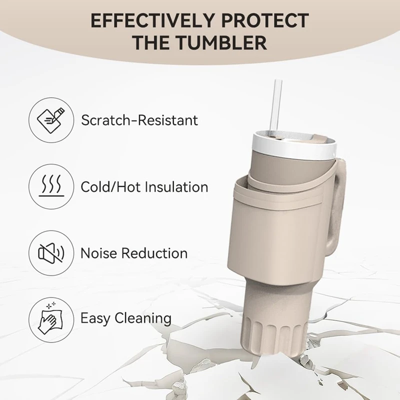 Smart-Silicone Water Bottle Carrier Bag With Phone Pocket For Stanley Cups 40Oz,With Adjustable Strap