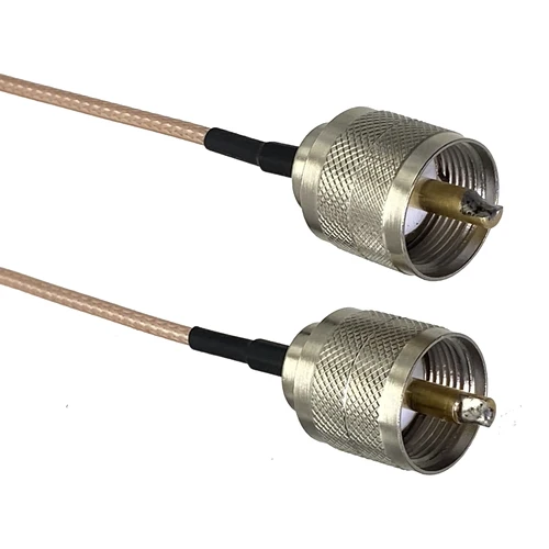 Imagen 2 del producto RG316 RF pigtail PL259 UHF macho enchufe a PL259 UHF conector macho puente RF Cable recto 4 pulgadas ~ 10M