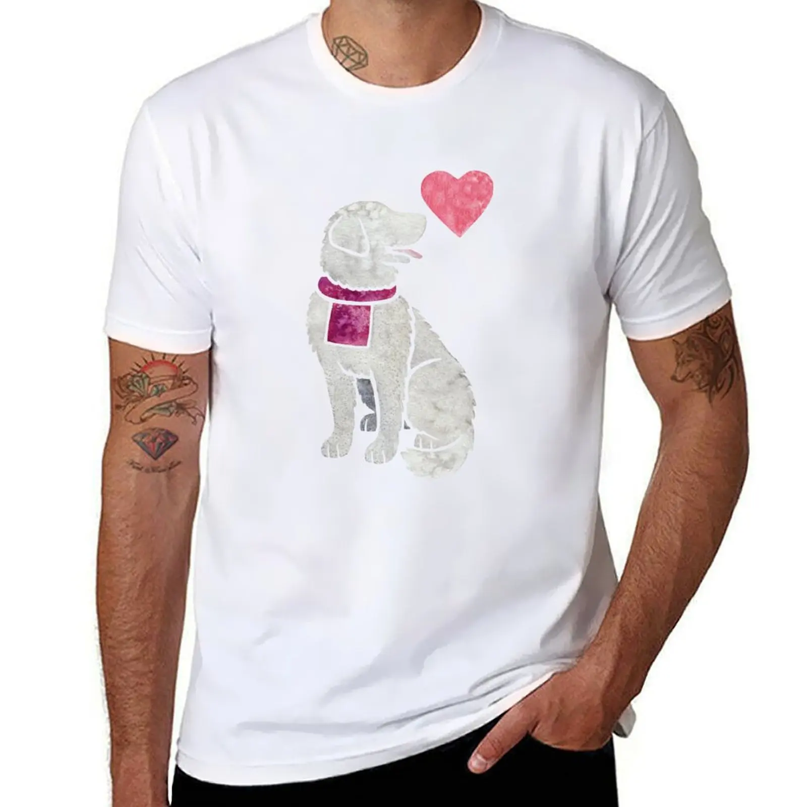 Camiseta de acuarela Kuvasz, camisetas para hombre, camiseta gráfica para hombre, camiseta de verano