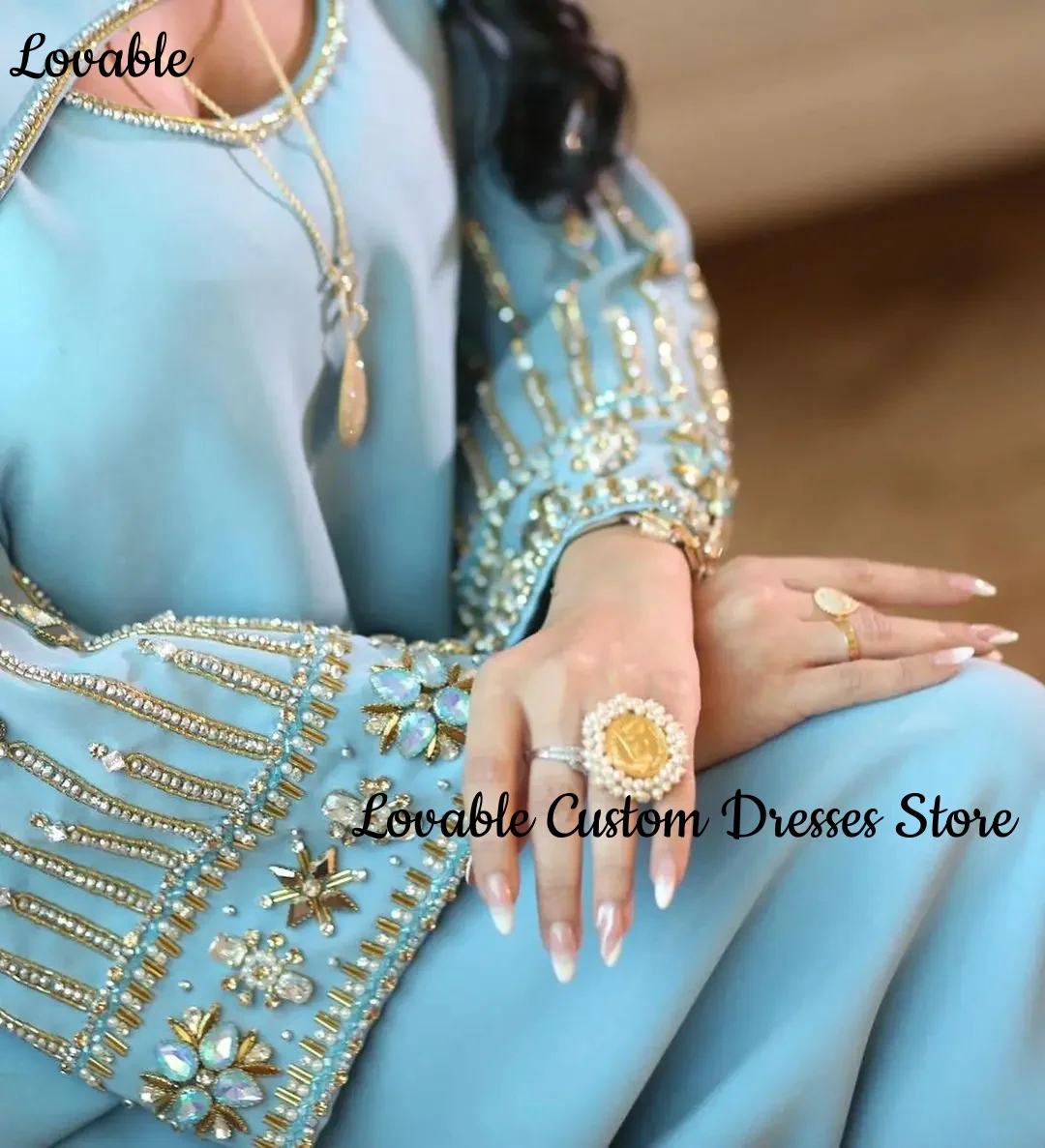 Customized فساتين سهرة 2025 Luxury Column Scoop Neckline Floor-Length Dresses For Prom Beadings Zipper Up Long Sleeves Evening