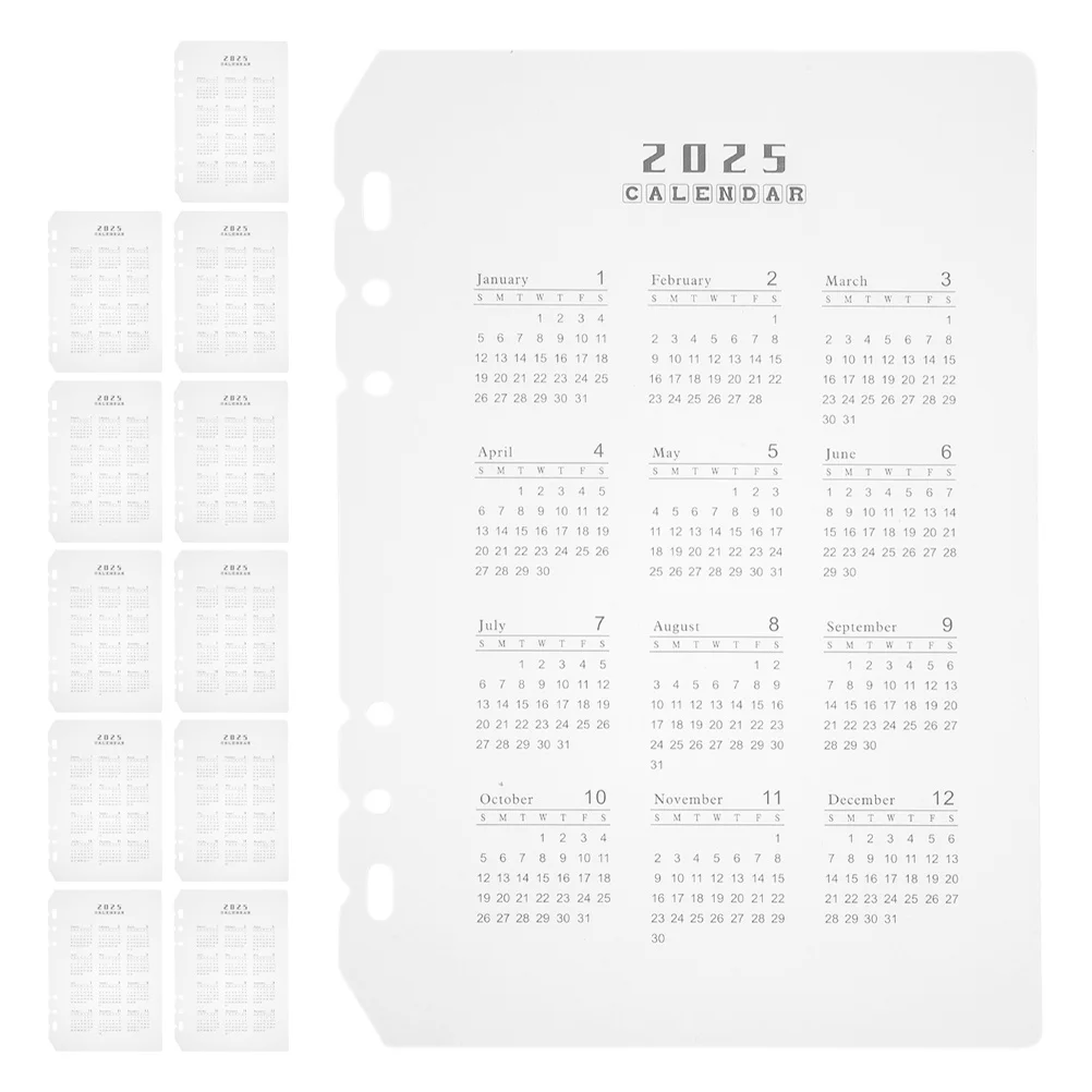 12 pezzi divisori per calendario smerigliato inserti separatore raccoglitore a fogli mobili perforato a 6 fori per ricarica agenda giornaliera 2025