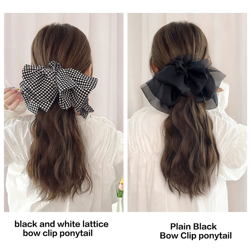 Synthetic water wave Claw Clip Ponytail Hair Extensions long Curly hair Natural bow Tail False Hair For Women HorseTail