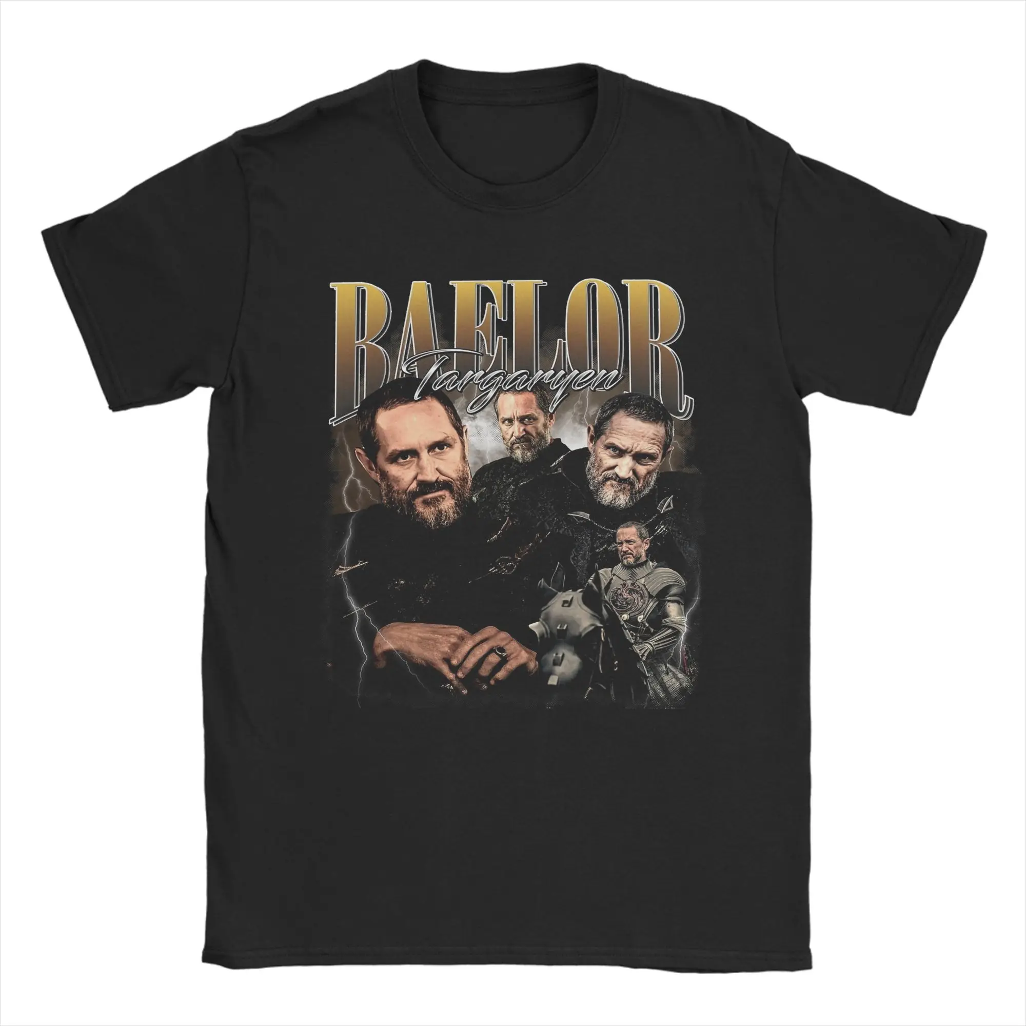 Men T-Shirts Vintage Baelor Targaryen Vintage Pure Cotton Tees Short Sleeve  T Shirt Round Neck Clothing Graphic Printed