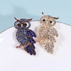 Vintage Rhinestone Owl Brooches for Women Unisex Bird Pins 2-color Available Casual Party Accessories Gifts