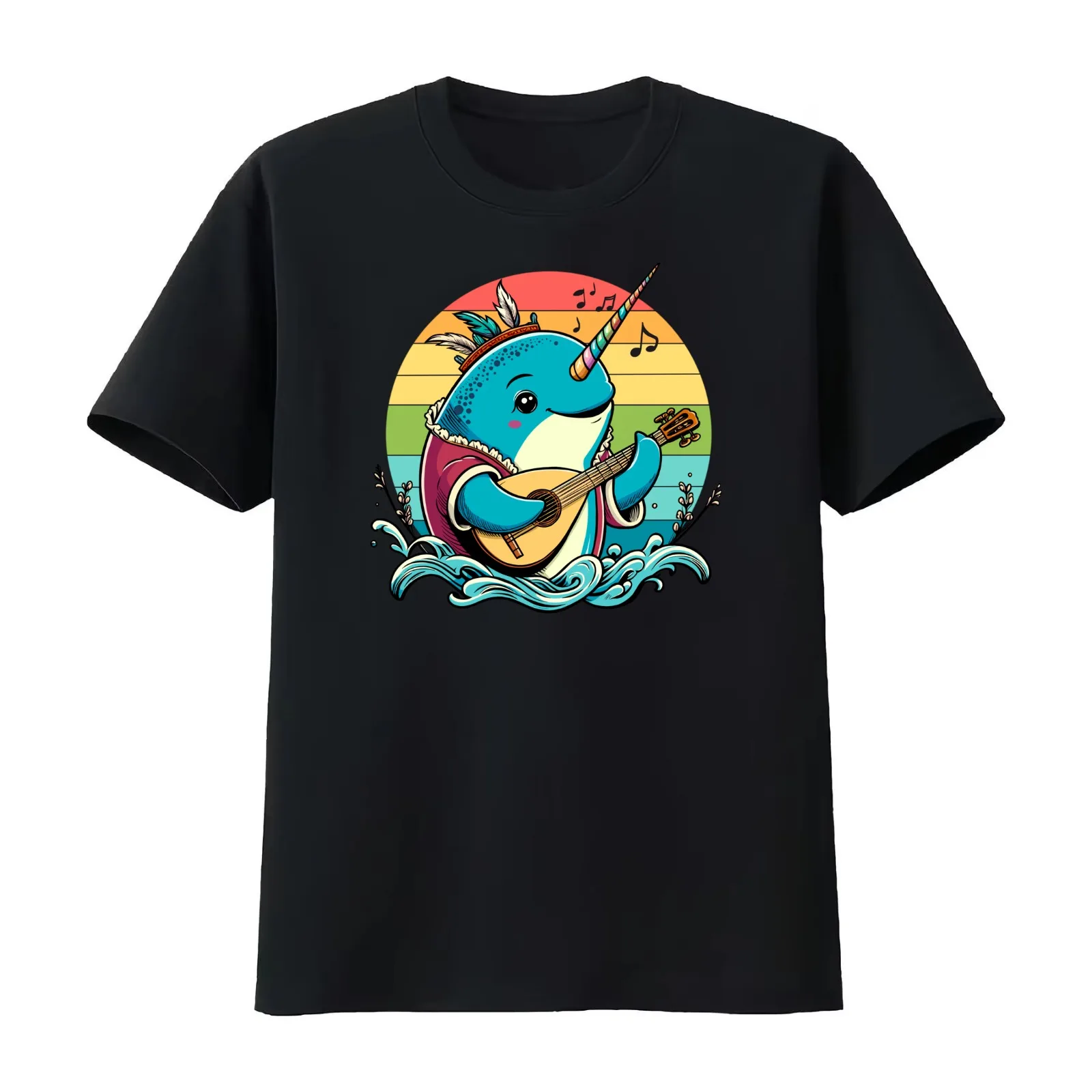 Bard Narwhal Siren of the Sea T-Shirt Summer Casual Cotton Tee Oversized Streetwear Tops Vintage Graphic Print 100% Cotton