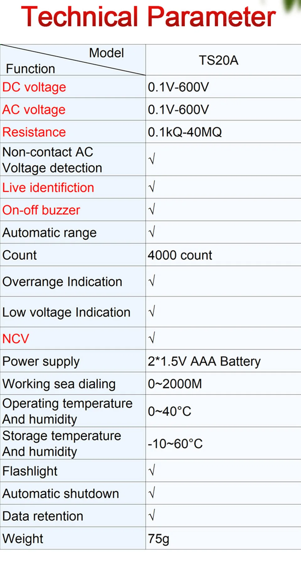 Smart Digital Multimeter Berührungsloser Spannungsdetektor Stift Auto Range Resistance NCV Hochpräziser Multimetro Voltmeter Tester – Detail 8