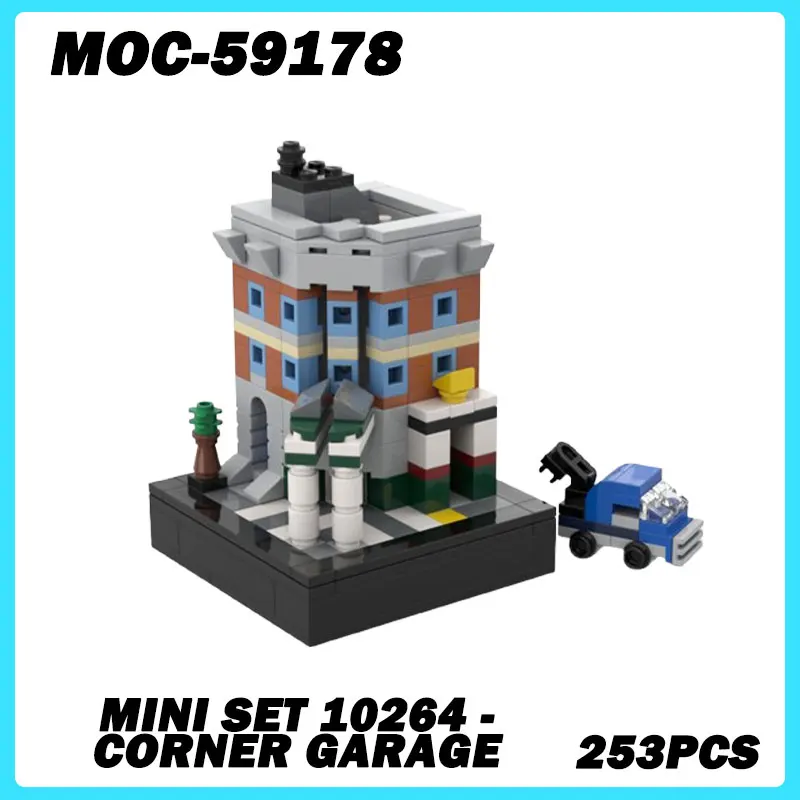 MOC-59178 Micro Architecture Series Mini SET- Corner Garage Building Blocks DIY Model Brick Education Toys Christmas Gift 253PCS