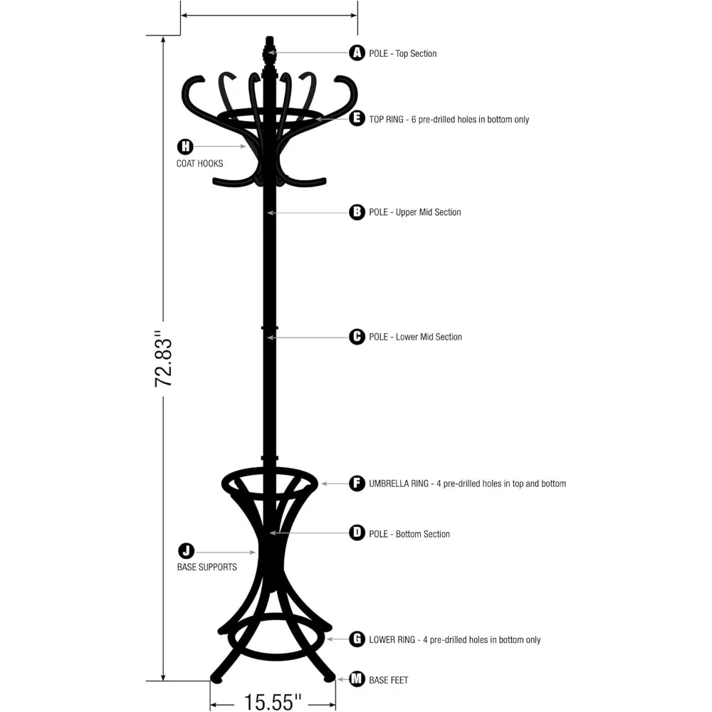 رف معطف خشبي حديث مع 12 خطافًا وحامل مظلة، لمسة نهائية بنية داكنة لتنظيم المدخل #4