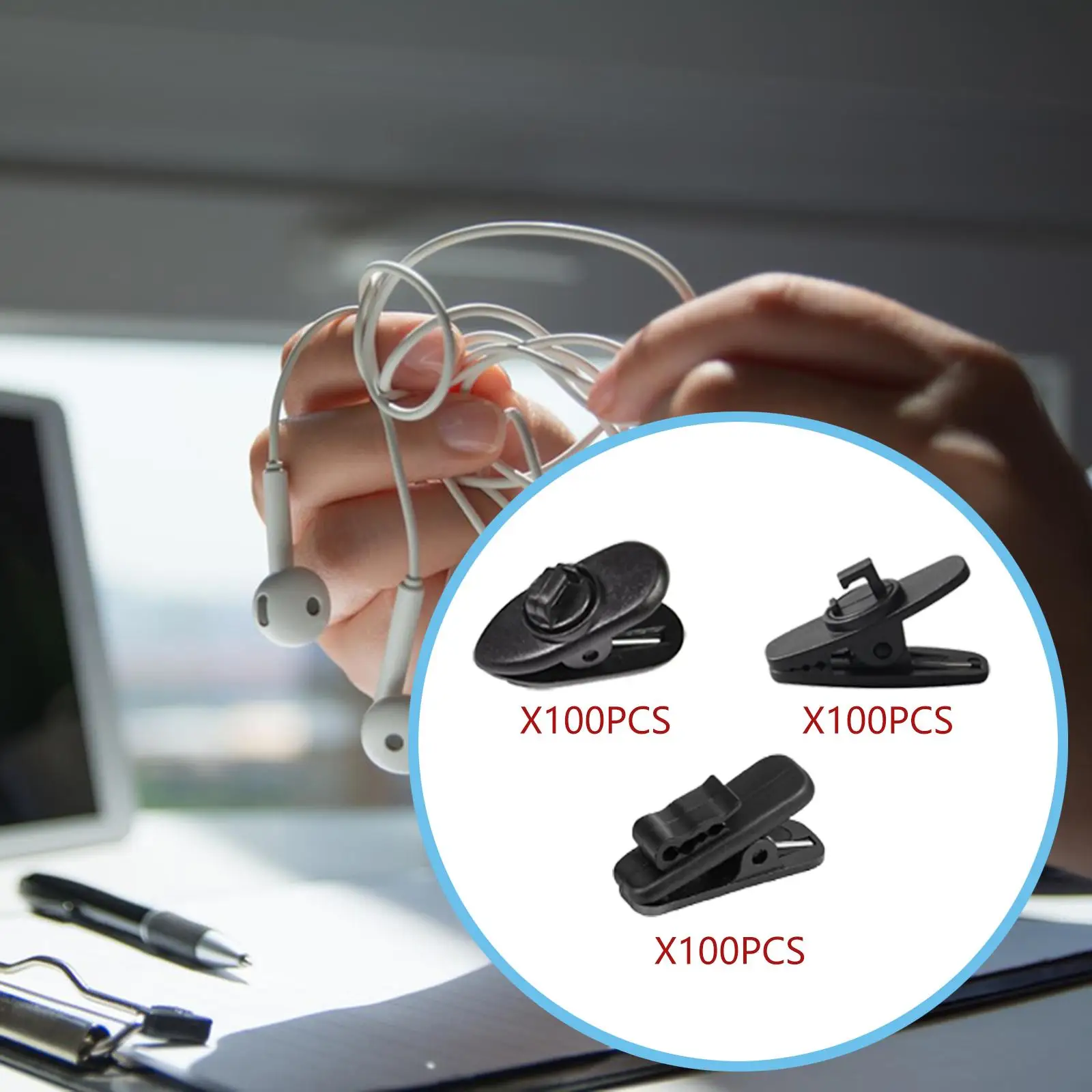 100Pcs Clips for Earphone Wire Headphone Mount Cable Clothing Holder Earphone Cable Clothing Clips