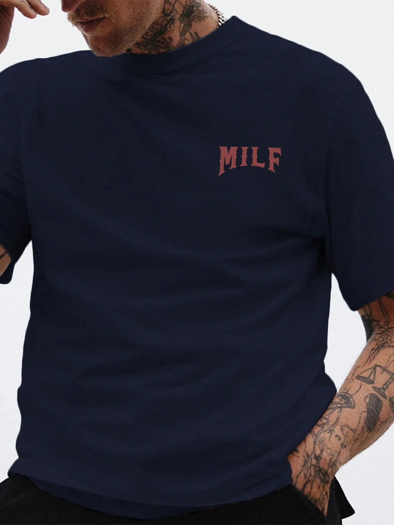 Milf Men Cotton T-shirt Luxury Brand Fashion Big Size Rap Hip Hop Top Casual Short Sleeve Streetwear Classic New Arrival Tee 4XL