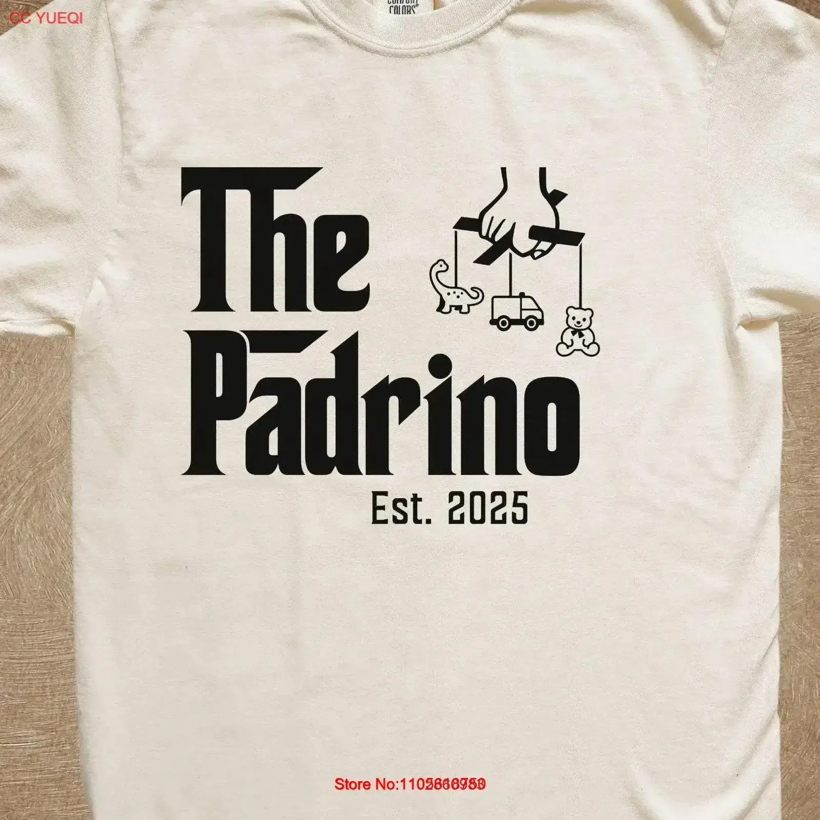 Personalized Padrino T Shirt Retro Baptism Announcement GifT Vintage Godfather Reveal vintage Washed Soft Casual Stretched