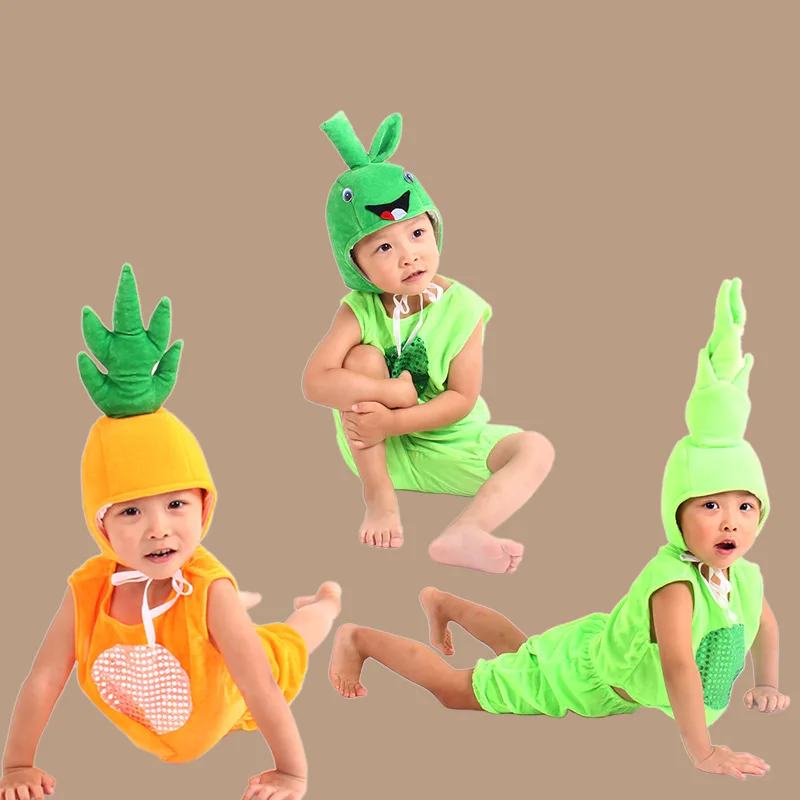 Children Boy Girls Kids' Fruits Vegetables Costume Kit Outfit Dress Up Accessories Multi Type