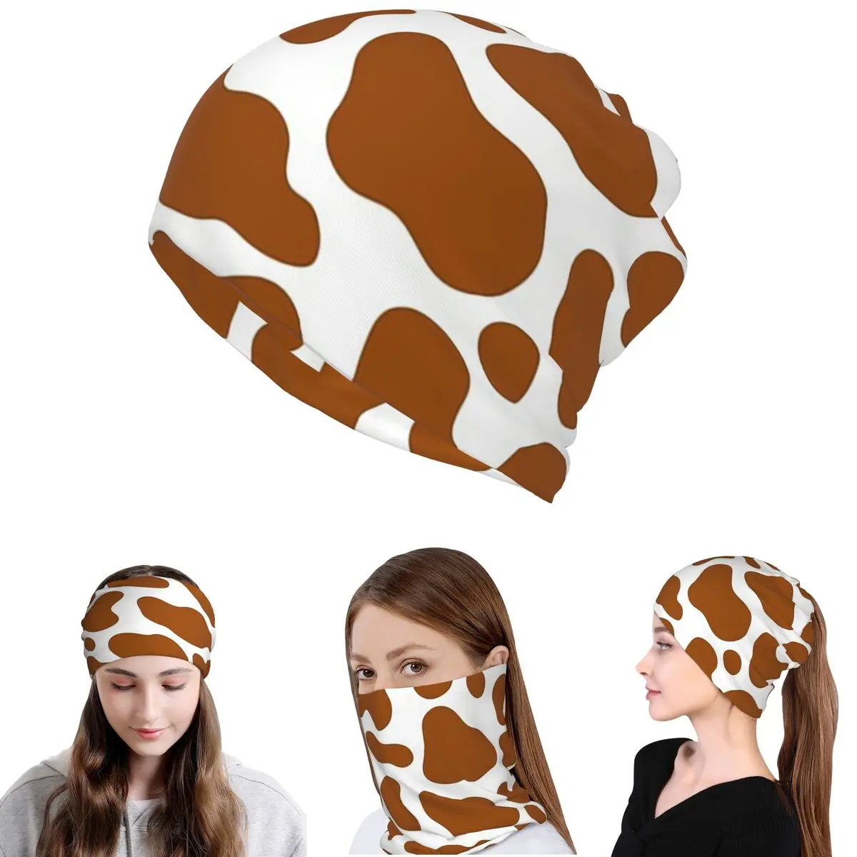 Kuhbraune Flecken, niedliches Kuhhautmuster, Bandana, Halstuch, Maske, Schal, Mehrzweck-Kopfbedeckung, Mütze, Unisex, für Erwachsene, atmungsaktiv