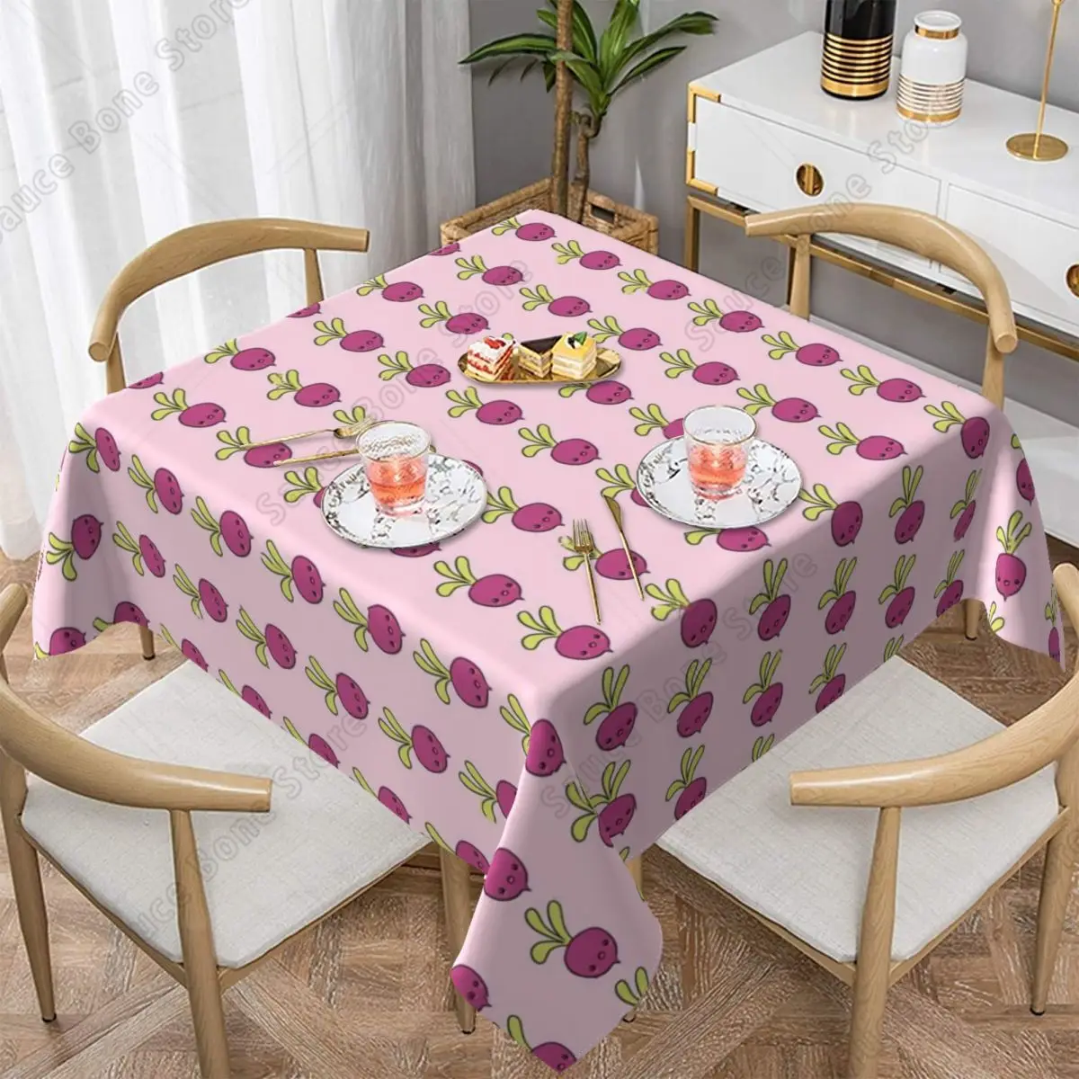 Kawaii Radishes Tablecloth Vegetable Funny Table Cloth For Banquet Christmas Party Table Cover Outdoor Pattern Table Decoration