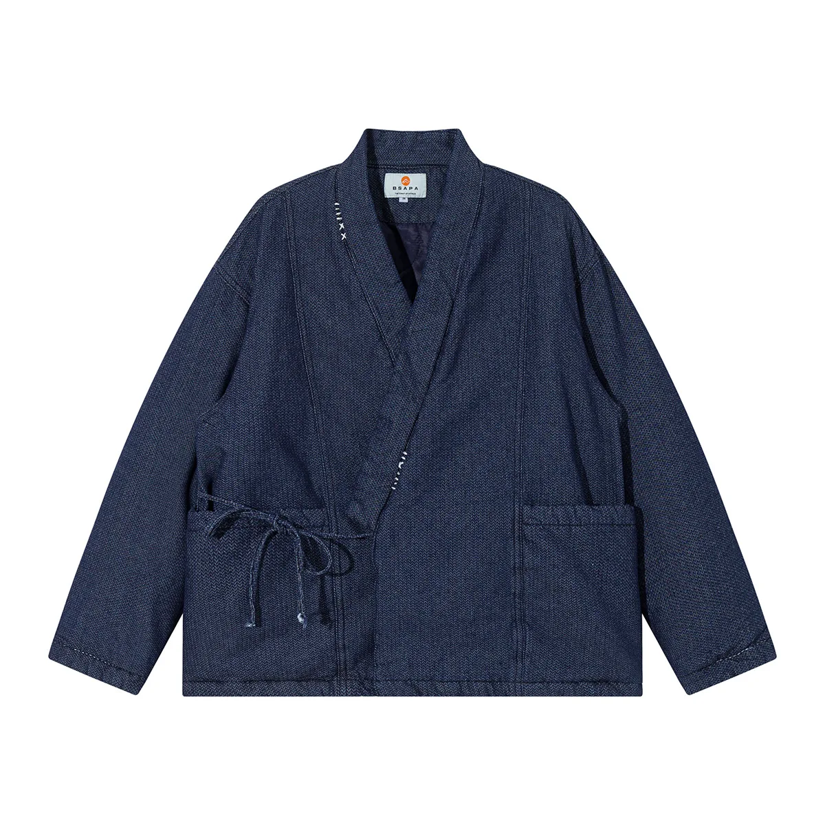 Winter Japanese Fashion Cotton-padded Denim Robe Kimono Jacket Men Streetwear Loose Casual Parkas Coat Cardigan Jacket Outerwear