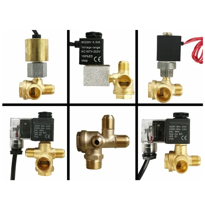 1XSilent Oil-Free Air Compressor Electromagnetic Check Valve Accessories 220V380V Solenoid Valve Power Off Pressure Relief Valve