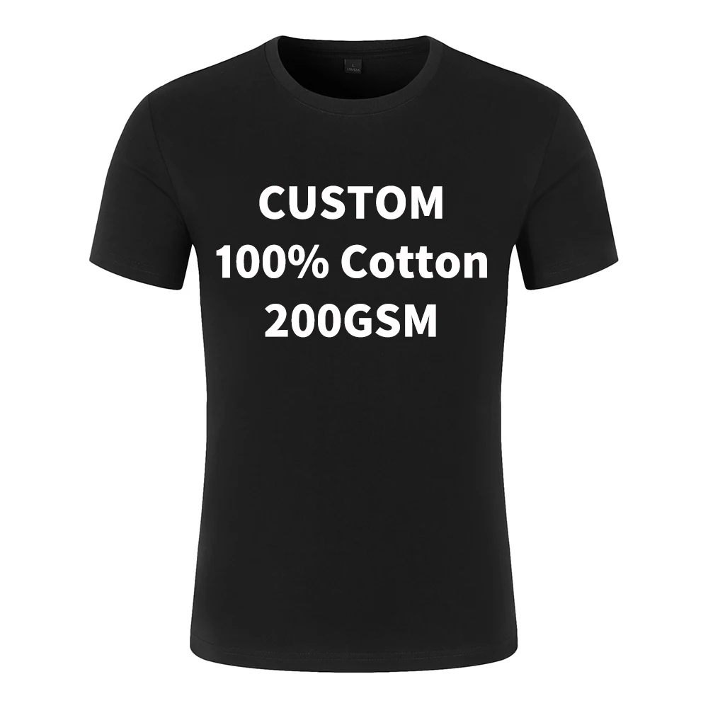 

High Quality Custom Logo Printed 200Gsm 100% Cotton 50s Double Yarn Plain Blank Casual Men Short Sleeve T Shirt