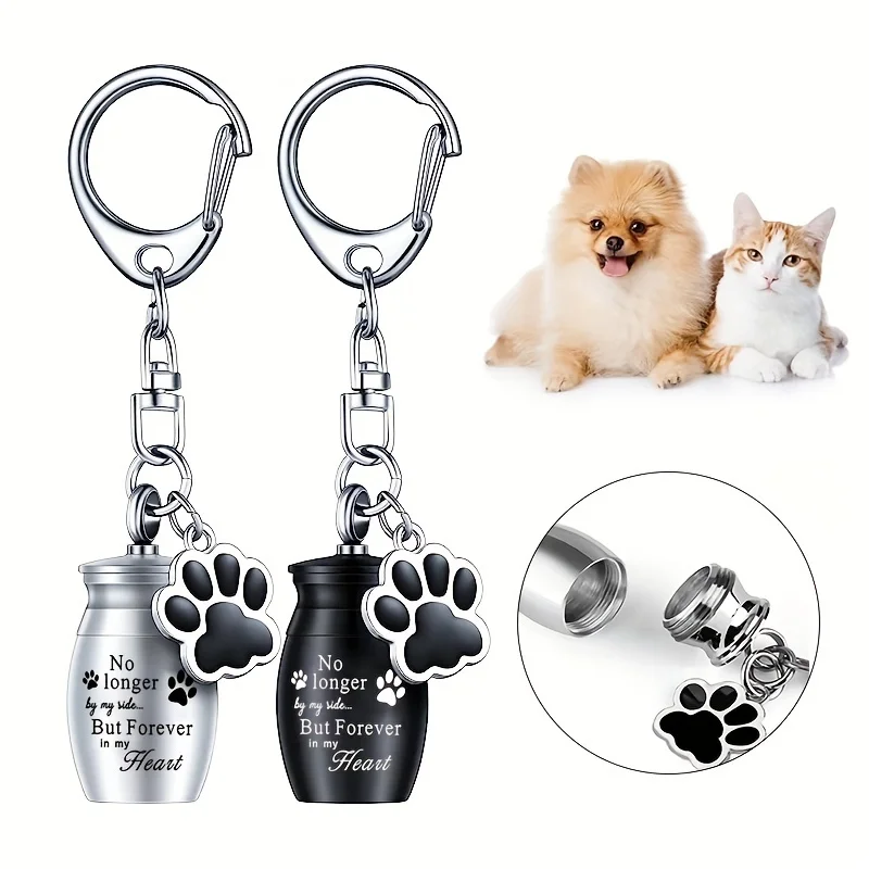 Pet Urns Keychain Dog/Cat for Ashes Cremation Jewelry Paw Print Memorial Keepsake