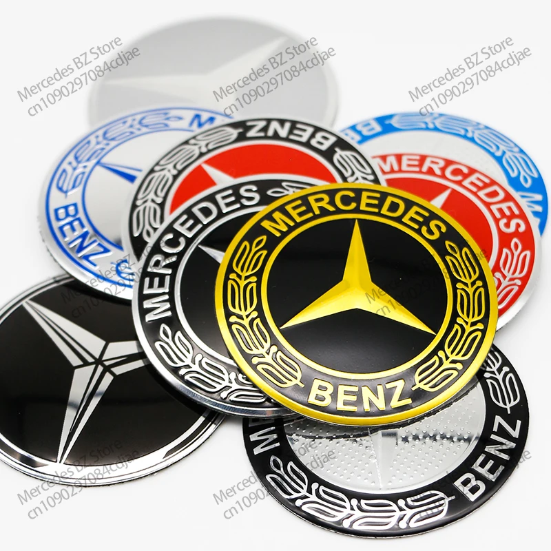 4pcs 56mm Car Wheel Center Hub Caps Cover Rim Exterior Decals Sticker Badge  For Mercedes Benz AMG W168 C300 E200 V177 W247 X253