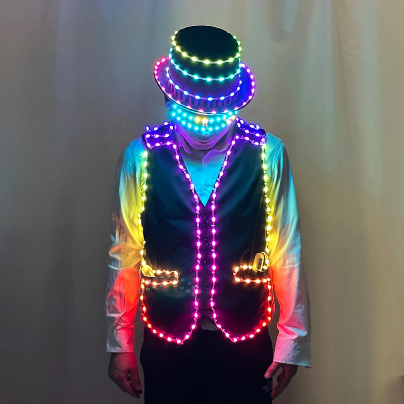 

Красочный светящийся жилет DJ Dancer, сценическая танцевальная одежда, костюм, крутой светящийся жилет с подсветкой для ночного клуба, бара, реквизит для выступлений