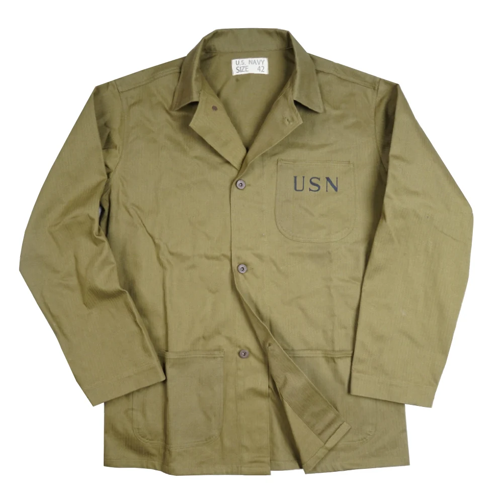 World War II US Navy HBT USN Jacket  Replica  Plywood Suit Khaki Running Shirt for Men's Outdoor Training Jacket WWII WW2