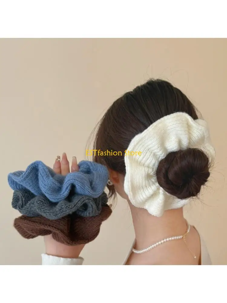 Y5GC Fashionable Knitted Hair Scrunchies Lightweight Soft Headwear Ponytail Holder