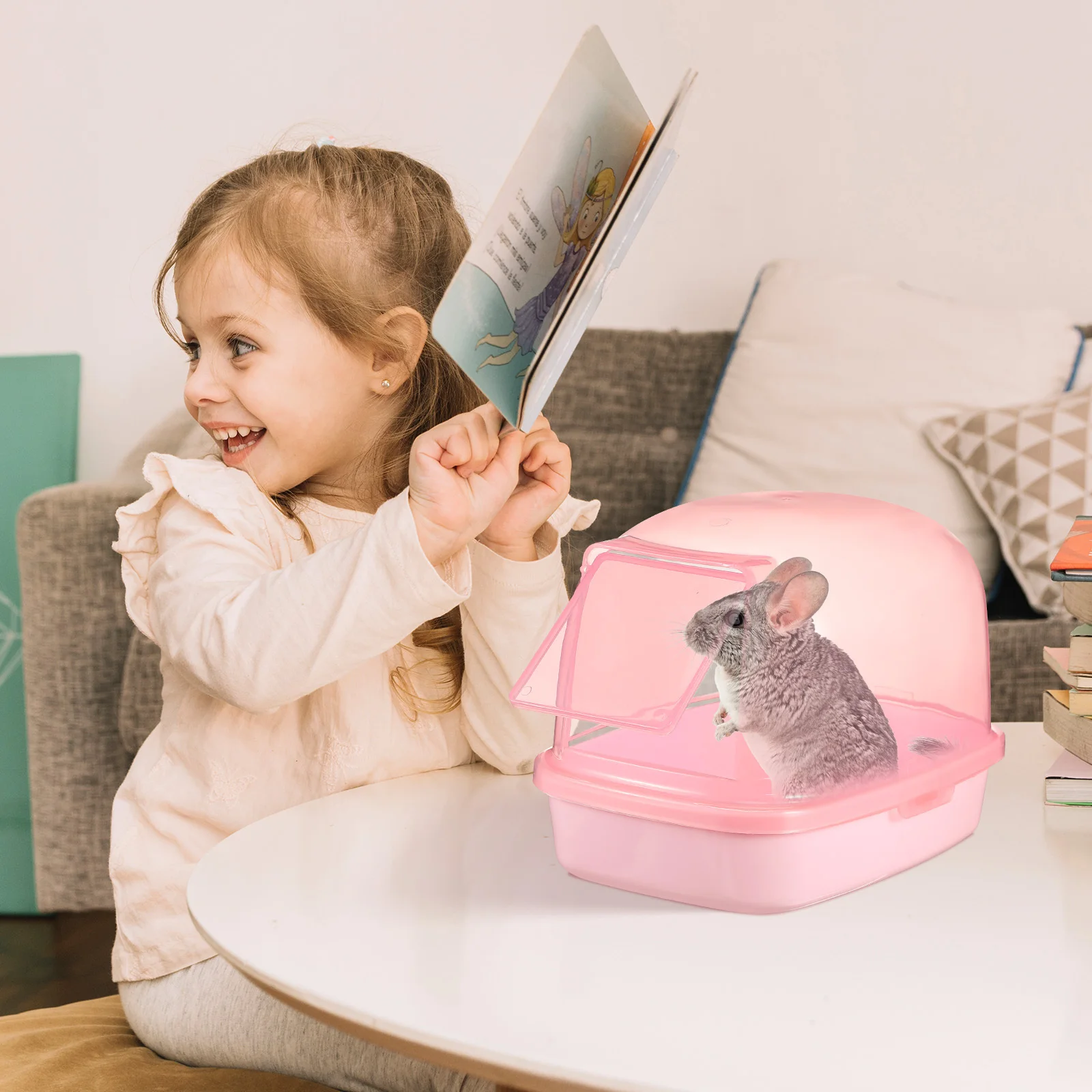 

Transparent Plastic Hamster Bathtub Sand Bath Box for Small Pets Chinchilla Guinea Pig Reusable Indoor Bathroom Sanitary Cage