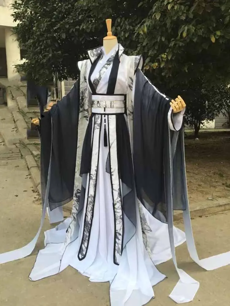 Customize Halloween Carnival King Cosplay Costume For Men Oversized Chinese Vintage Hanfu Black Sets For Women Large Size 6XL