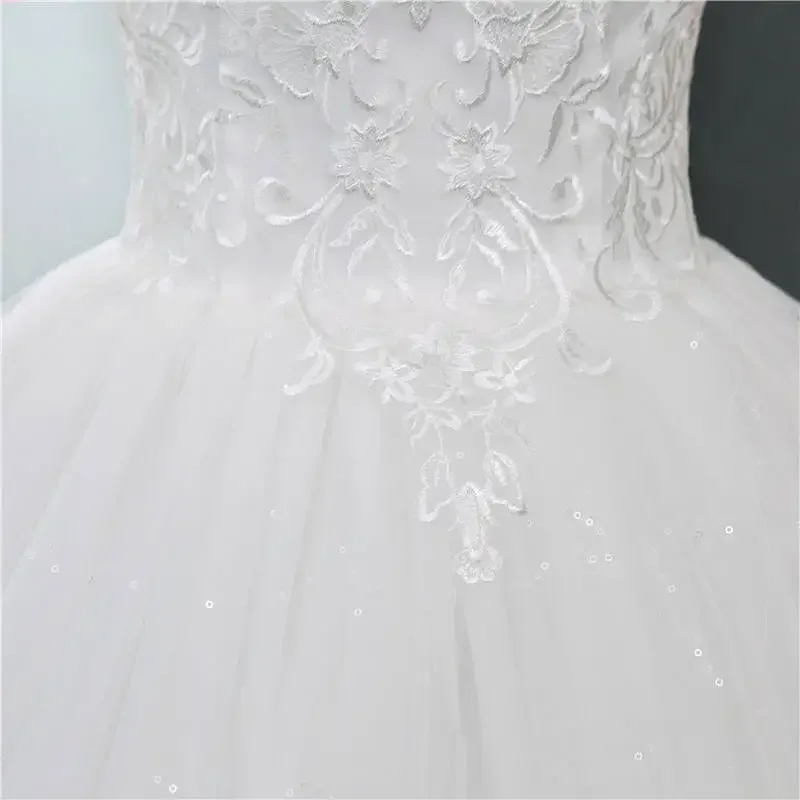 It\'s YiiYa Sexy Boat Neck Wedding Dresses Simple Off White Cheap Princess Lace up Floor Length Plus size Wedding Gown HS284