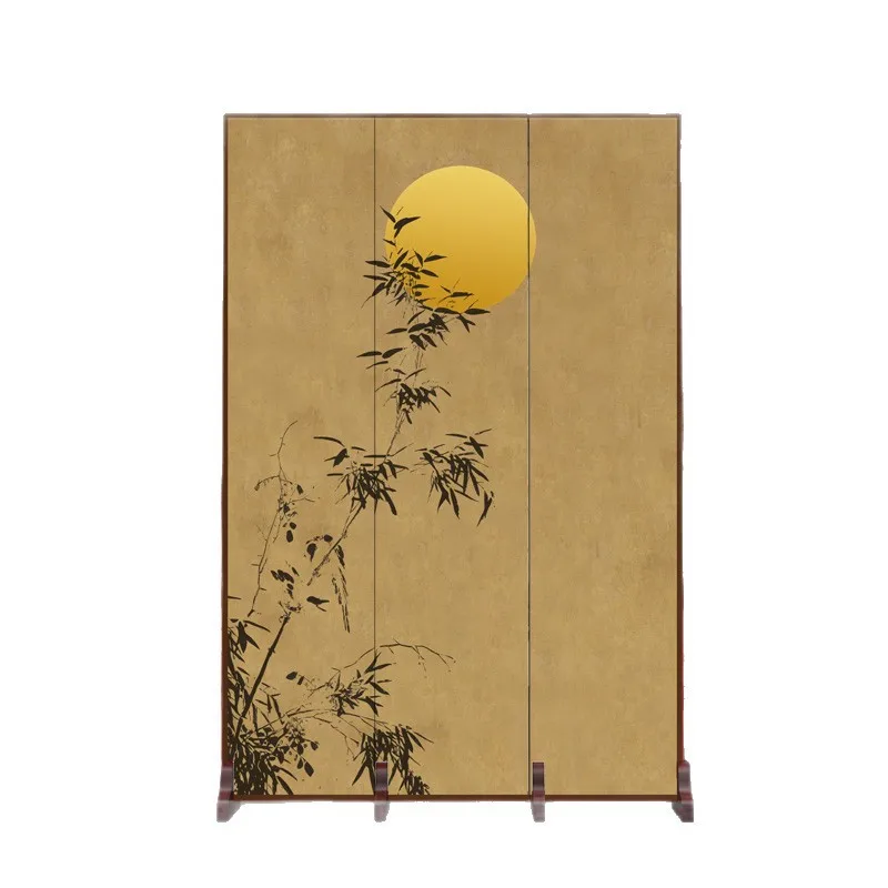 New Chinese screen partition living room block home office hotel home landscape painting folding mobile background wall
