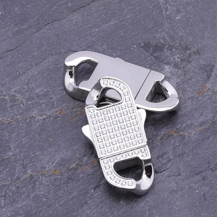 

Stainless steel cross, zircon, Cuban buckle, full diamond necklace buckle, titanium steel grinding chain buckle, denim bracelet