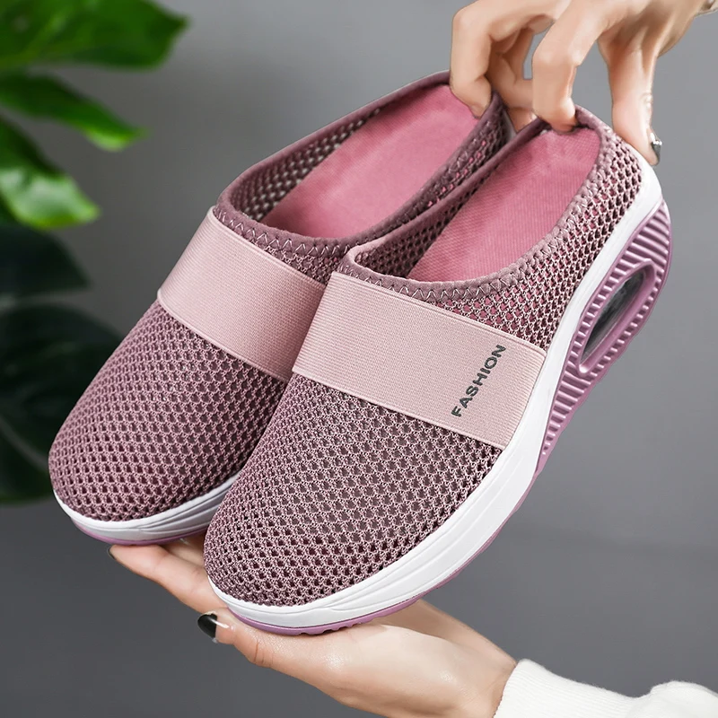 Women's Mesh Thick Soled Shoes Platform Sandals Fashionable Anti Slip Outdoor Beach Slippers Shoes Home Outdoor Women's Shoes
