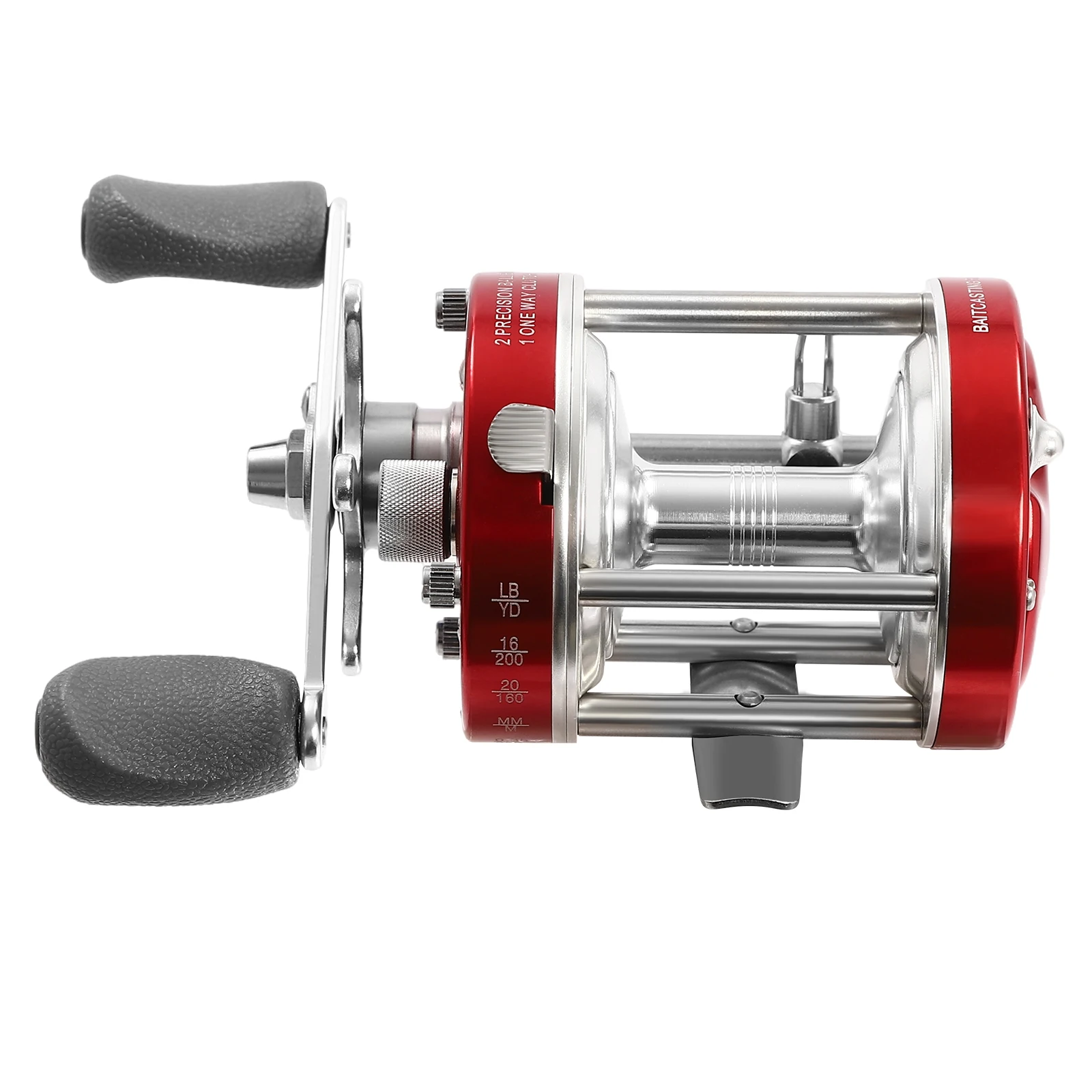 Round Baitcasting Reel  Conventional Reel for Catfish Baitcasting Fishing Reel Red