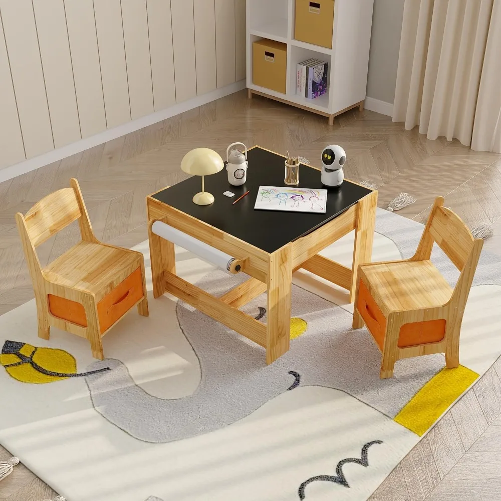 

Детский набор столов и стульев, стол для занятий малышей с 2 стульями, ящиками для хранения и съемной столешницей, игра в художественное ремесло